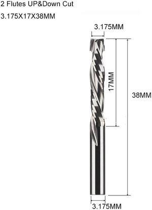 10Pcs 3.175x17mm UP And DOWN Cut Two Flutes Spiral Carbide Mill Tool Cutters for CNC Router Compression Wood End Mill Cutter