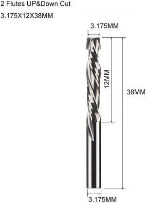 10Pcs 3.175x12mm UP And DOWN Cut Two Flutes Spiral Carbide Mill Tool Cutters for CNC Router Compression Wood End Mill Cutter