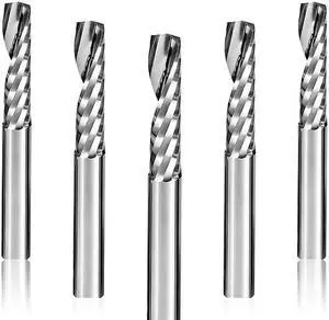 50pieces 3.175x17mm Single Flute Spiral Cutter Carbide Router Bit for Acrylic PVC MDF Milling Cutter Wood Working Tools