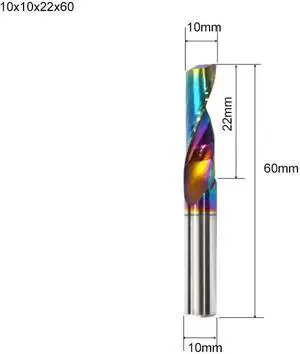Flute for Aluminum Milling Cutter DLC Coated Colorful Aluminum Profile Composite Cutting Head Engraving Machine(10 pieces
(10x22x60mm