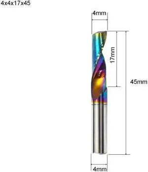 Flute for Aluminum Milling Cutter DLC Coated Colorful Aluminum Profile Composite Cutting Head Engraving Machine(10 pieces
(4x17x45mm