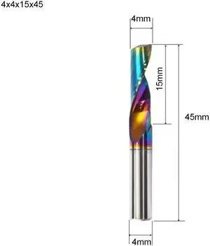 Flute for Aluminum Milling Cutter DLC Coated Colorful Aluminum Profile Composite Cutting Head Engraving Machine(5 pieces
(4x15x45mm