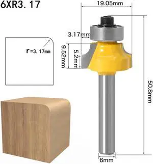 6mm Shank Corner Round Over Router Bit with BearingMilling Cutter for CNC Wood Woodworking Tungsten Carbide Tools(6xR3.17