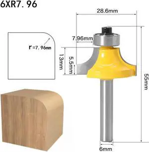 6mm Shank Corner Round Over Router Bit with BearingMilling Cutter for CNC Wood Woodworking Tungsten Carbide Tools(6xR7.96