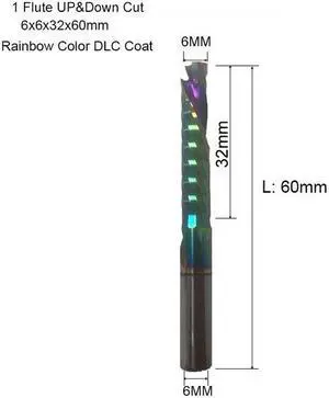 5 pieces 6X32 DLC Coat One Flute UP DOWN Cut Spiral Carbide Mill Tool Cutters for Compression Wood End Mill Cutter Bits