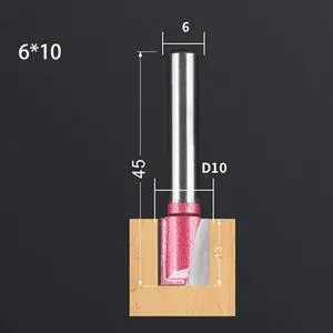 1PCS 6X10 Shank Cleaning Bottom Bit CNC Solid Carbide End Mill Woodworking Router Bit Engraving Milling Cutter Tool Kit Fresa