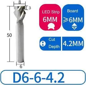 1PCS 6x6D Down4.2 Neon LED Lights Slotting Milling Cutter Tungsten Carbide Acrylic Advertising Words Light Strip Molding End Mill