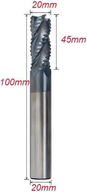 20x20x45x100MM HRC45 Altin Coated 4 FlutesSolid Carbide Roughing End Mill CNC Milling Cutter Bits Router Bit Metal Aluminum steel Roughing 20x20x45x100MM HRC45 Altin Coated 4 FlutesSolid Carbide Roughing End Mill CNC Milling Cutter Bits Router Bit Metal Aluminum steel Roughing