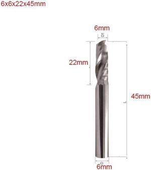 10PCS 6x22x45mm Single Flute UP Spiral Cutter CNC End Mill Carbide Router Bit for Acrylic PVC MDF Milling Cutter