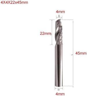 10PCS 4x22x45mm Single Flute UP Spiral Cutter CNC End Mill Carbide Router Bit for Acrylic PVC MDF Milling Cutter