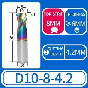 Neon LED Lights Slotting Milling Cutter 1PCS 8x10D Down4.2 DLC Tungsten Carbide Acrylic Advertising Words Light Strip Molding End Mill