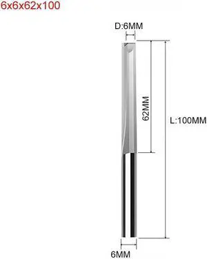 10pcs Two Flutes Straight Slot Bit Wood Cutter CNC Solid Carbide Two Double Flute Bits CNC Router Bits 6X6X62X100