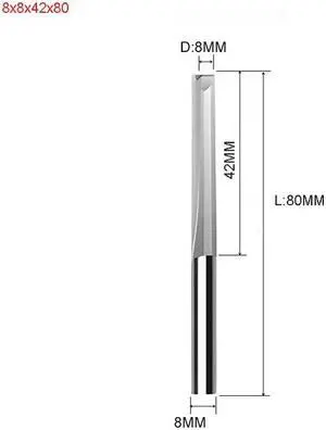 10pcs Two Flutes Straight Slot Bit Wood Cutter CNC Solid Carbide Two Double Flute Bits CNC Router Bits 8X8X42X80