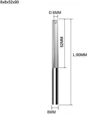 10pcs Two Flutes Straight Slot Bit Wood Cutter CNC Solid Carbide Two Double Flute Bits CNC Router Bits 8X8X52X90