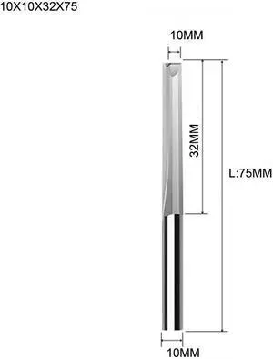 10pcs Two Flutes Straight Slot Bit Wood Cutter CNC Solid Carbide Two Double Flute Bits CNC Router Bits 10x10x32x75