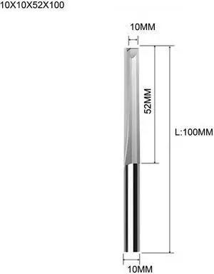 10pcs Two Flutes Straight Slot Bit Wood Cutter CNC Solid Carbide Two Double Flute Bits CNC Router Bits 10x10x52x100