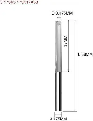 10pcs Two Flutes Straight Slot Bit Wood Cutter CNC Solid Carbide Two Double Flute Bits CNC Router Bits 3.175X3.175X17X38