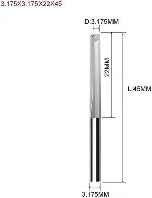 10pcs Two Flutes Straight Slot Bit Wood Cutter CNC Solid Carbide Two Double Flute Bits CNC Router Bits 3.175X3.175X22X45