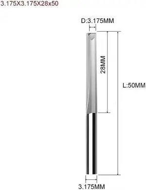 10pcs Two Flutes Straight Slot Bit Wood Cutter CNC Solid Carbide Two Double Flute Bits CNC Router Bits 3.175X3.175X28x50