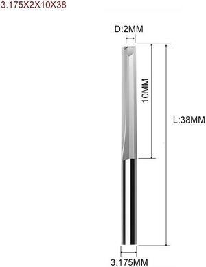 10pcs Two Flutes Straight Slot Bit Wood Cutter CNC Solid Carbide Two Double Flute Bits CNC Router Bits 3.175X2X10X38