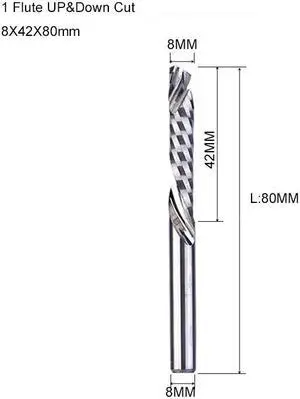 3A UP DOWN Compound One Flute Spiral Carbide Mill Tool Cutters for Compression Wood End Mill Cutter 8X42X80mm