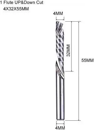 3A UP DOWN Compound One Flute Spiral Carbide Mill Tool Cutters for Compression Wood End Mill Cutter(4X32X55mm