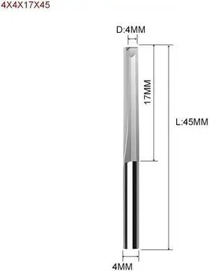 1piece Two Flutes Straight Slot End Milling Cutter For Wood CNC Engraving Cutters Carbide Endmills Tool 4X4X17X45