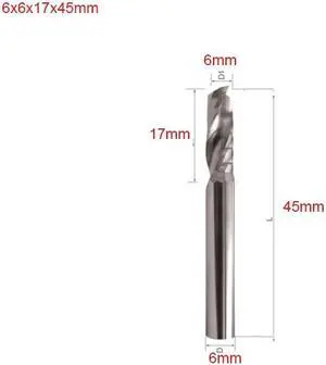 10PCS Single Flute UP Spiral Cutter CNC End Mill Carbide Router Bit for Acrylic PVC MDF 6x17x45mm