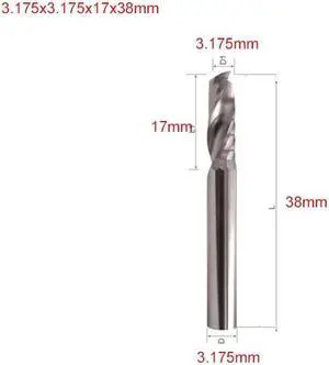 10PCS Single Flute UP Spiral Cutter CNC End Mill Carbide Router Bit for Acrylic PVC MDF 3.175x17x38mm