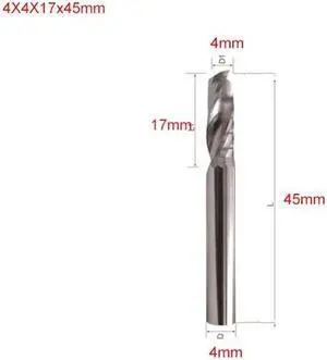 10PCS Single Flute UP Spiral Cutter CNC End Mill Carbide Router Bit for Acrylic PVC MDF 4x17x45mm