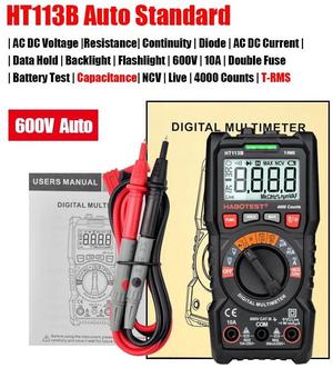 First picture~ Smart portable Digital Multimeters Amp Ohm Hz Capacitance Battery Tester Voltmeter Auto Range Voltage Current Tester(Brown HT113B Auto 600V
)