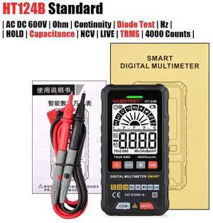 First picture~ Multimeter Digital professional Multimeter Tester Capacitor Ohm Voltage Indicator Electrician Tools Multitester Meter(Purple HT124 Mono Meter
)