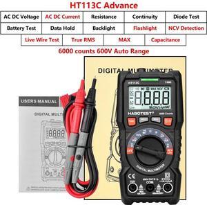 First picture~ Automotive Digital Multimeter HZ Ohm Capacitance NCV LIVE Duty AC DC Voltmeter Multimetro True RMS Smart Multi Tester(Red HT113C 600V Advance
)