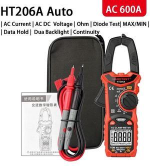 First picture~Clamp Multimeter DC Curent Clamp Meter Digital professional True RMS  Capacitance AC DC Ohm Hz C/F pinza Amperimetrica Tester(Orange HT206A 600A Auto
)