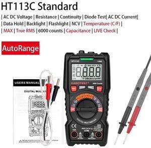 First picture~ 10A 600V HT113C Digital Multimeter DMM professional Transistor Meter Multitester Ohm HZ Capacitance Temeprature Tester(Purple HT113C Auto Range
)