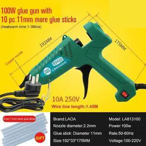 First picture~ 100W Hot Melt Glue Gun Bag Set with 11mm Glue Sticks Industrial Thermo Electric Heat Temperature Repair Tool DIY(EU
WhiteWith c glue stick
100W
)