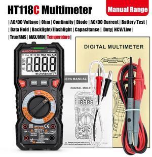 First picture~ Automotive Digital Multimeter HZ Ohm Capacitance NCV LIVE Duty AC DC Voltmeter Multimetro True RMS Smart Multi Tester(Grey HT118C 1000V Std.
)