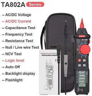 First picture~ Smart pen Type Digital Multimeter AC/DC Voltage Current 6000 Counts True RMS Ohm Capacitance Logic Level Hz Meter Tools(Purple TA802A AC DC
)