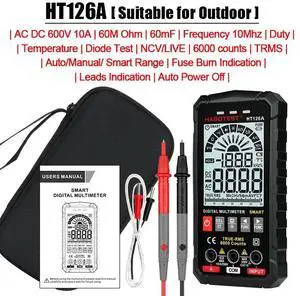 First picture~ 5th Generation Multimeter Digital professional AC DC TRMS Voltage Current Ohm 60mF Hz DIY Electrician Meter Tester(Purple HT126A Multimeter
)
