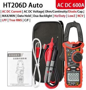 First picture~Clamp Multimeter DC Curent Clamp Meter Digital professional True RMS  Capacitance AC DC Ohm Hz C/F pinza Amperimetrica Tester(Red HT206D 600A AC DC
)