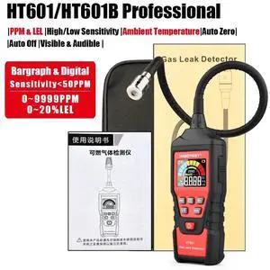 First picture~ Gas Analyzer Gas Leak Detector ppM Meter Combustible Flammable Natural Tester 9999 ppM 20% LEL(Black HT601 P rofessional
)