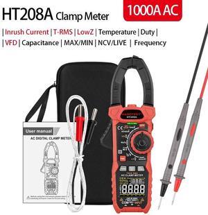 First picture~professional Clamp Meter Multimeter 1000V 1000A AC DC True RMS pinza Amperimetrica Capacitance Ohm Hz VFD Digital Clamp Tester(Brown HT208A 1000 AC
)