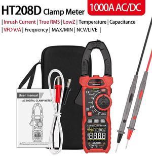 First picture~Clamp Multimeter DC Curent Clamp Meter Digital professional True RMS  Capacitance AC DC Ohm Hz C/F pinza Amperimetrica Tester(Grey HT208D 1000A AC DC
)