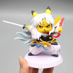 Pokemon Anime GK Kawaii Inuyasha Killing Pikachu Pikachu Bellflower Doll Ornament Action Figure Model Gift Toy Giftsno box