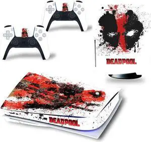 Deadpool PS5 Disk Edition Skin Sticker Decal for PS5 Disc Console and 2 Controllers PS5 Skin Sticker Vinyl(TN-PS5Disk-0017)