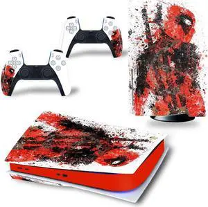 Deadpool PS5 Disk Edition Skin Sticker Decal for PS5 Disc Console and 2 Controllers PS5 Skin Sticker Vinyl(TN-PS5Disk-2249)