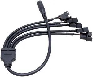 DC5521 to 5-Port 4Pin Cooler Adapter Cable Cooling Fan Splitter Converter Power Supply Cord Extension Wire for Computer