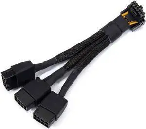 12+4Pin 12VHPWR to 3pcs PCi-E GPU 8Pin Graphics Video Card 3x8pin PCIE 5.0 Cable RTX4090 Power Supply Extension Cable(Elbow)