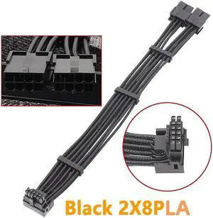 for RTX4000 Series 2x 8Pin Female to PCIE 5.0 12+4 16Pin Video Card Cable 12VHPWR PCIE 5.0 Straight/Elbow Head Cable(2X8PIN for PLA)