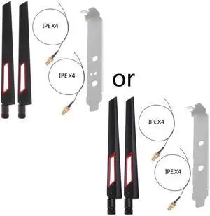 2x10Dbi Dual Band 2.4G/5GHz M.2 IPEX MHF4 20cm Cable to RP-SMA Pigtail Antenna Set For AX210 AX200 9260 NGFF WiFi